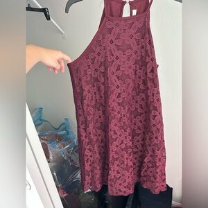 Maroon red lace dress